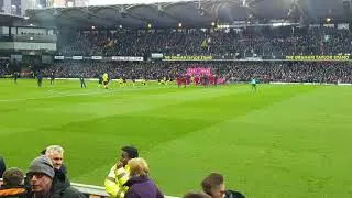 The players walk out vs Watford at Vicarage Road 29/02/2020