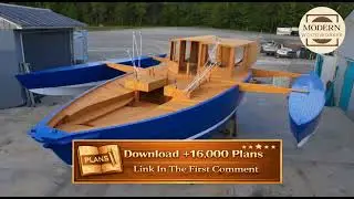 Ultimate DIY Blue 34ft Trimaran Build from Start to Finish with Easy Boat Plans