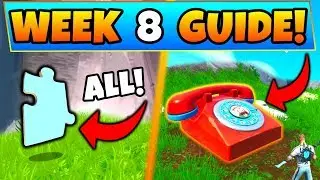 Fortnite WEEK 8 CHALLENGES! - Jigsaw Puzzle Pieces, Dial Durrr Burger (Battle Royale Season 8 Guide)