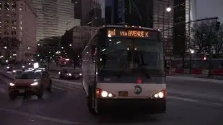 Evening Rush Hour Exp Bus Action at Broadway and Battery Place