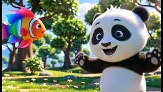 Onde o filhote de panda viu o peixe arco-íris | Canção divertida para crianças | Rimas infantis