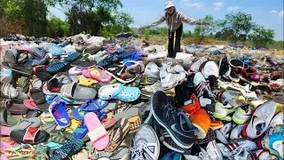 Nice Day ! Pick A Lot of Shoes in Trash Landfill to Restoration for use