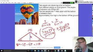Pre Cal - Law of Sines Balloon Height