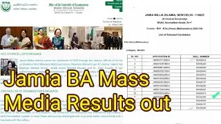 Jamia BA Mass Media Entrance Exam results out 2023-24.