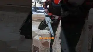 Log cabin build with chainsaw and axe. # #woodworker #axe #cabinlife #chainsaw #timmerhus #stihl