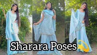 Poses in Beautiful Ethnic Dress. Poses in Sharara Suit. Poses for girls. How to pose.