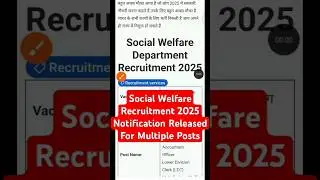 Social Welfare Department Bharti 2025 | New Vacancy Notification Out | Apply Online Now