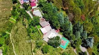 Himalayan mountain views from above of Almora and Jageshwar, Uttarakhand, drone shots