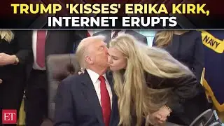 Watch Trump&rsquo;s viral kiss with Erika Kirk after controversial Vance hug: Internet erupts with memes