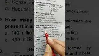 Hematology and Blood bank MCQs for Lab technician government exam 💯🔥#medicalentranceexam #shortvideo