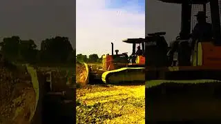 Heavy Machinery in Action  Bulldozer Pushing Soil to Dump Trucks EP0130