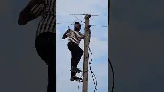 Main supply connection from LT line l Electric pole#viral#ytshorts #trending #top#lineman#fyp
