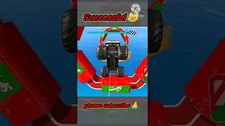 Monster Truck Mega Ramp Funny Flip 😂 Dangerous Stunt #shorts #gaming #shortsfeed