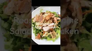 vegetable salad with Roasted sesame dressing and fried chicken. 🥗💚