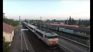 SNCF Intercit&eacute; with loco BB 22200 arriving and departing.View from above - France trains