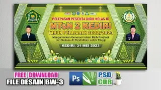 Backdrop Banner #wisuda Purna Siswa, Backdrop Maulid Nabi, Backdrop Pengajian || FREE CDR PSD