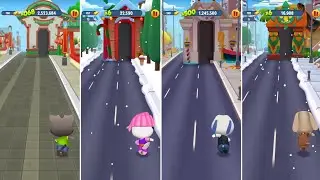 Talking Tom Gold Run Talking Tom vs Pirate Angela vs Deputy Hank vs Gingerbread Ben Android Gameplay