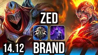ZED vs BRAND (MID) | 12/0/4, 7 solo kills, Legendary | VN Challenger | 14.12