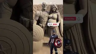 Superheroes with Pregnant wife sand sculpture 😳💥 #marvel #shortvideo #shorts #shortsfeed #yt