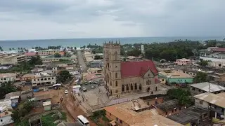 Aerial Shot of Saltpond Wesley Methodist Church, Central Region, Ghana🇬🇭