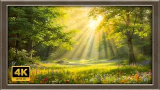 4K Sunlit Forest Path Painting | Art Framed Screensaver | Art for Your TV