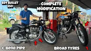 Brutal Bullet 350 Mod💥BS4 Edition with Broad Off-Road Tyres & C-Bend Pipe | Pure Road Presence! #MxK