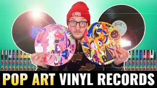 Custom Painted Vinyl Records With Spray Paint And Posca Pens - Free Hand Pop Art Painting Diptych