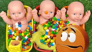 3 Minutes Satisfying - Rainbow BathTubs Candy with M&M's & Slime, Playdoh Big Video
