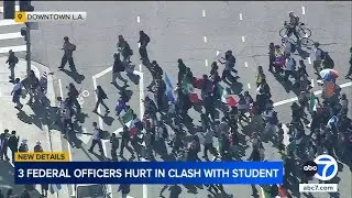 3 federal agents hurt after protesters threw rocks in downtown LA, authorities say