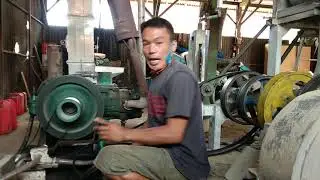 menghidupkan mesin penggilingan padi dengan mudah pakai kopel handel