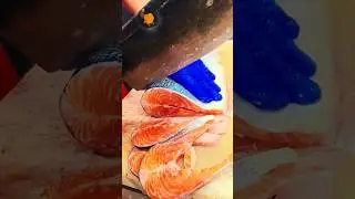 Norwegian salmon fish cutting slices #viralvideo #music #fish #youtubeshorts #fishcutting