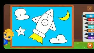 coloring rocket for kids, color by number games