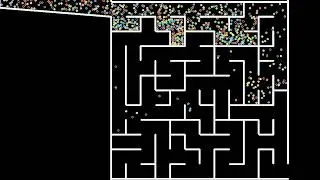 Who is the winner? Lennard-Jones particles bouncing in a maze, with gravity