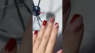Fall in love with these nude pink base Garnet Red & super shine✨💅feel easy to create the dual curve