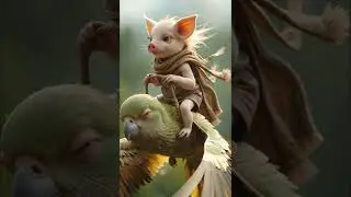 Piglet Jungle Rider Soars Through the Skies on Parrot Back! #PigRescue #CuteAnimals #PigtoonAI