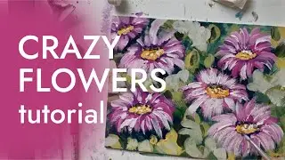 DIY - abstract acrylic flowers. Tutorial how to paint flowers easily