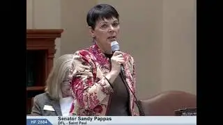Senator Sandy Pappas speaks on the 2025 pensions bill for Minnesota workers