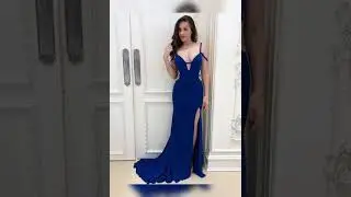 Royal Blue Evening Dress💙 # beautiful #glam #outfits #dinner #date #shorts