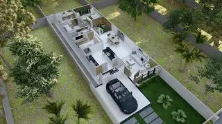 🏡 Planta Baixa de Casa Moderna 127m² em Terreno 8x25 – 3 Quartos + Suíte Master