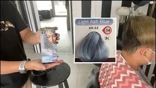 Membuat rambut abu abu menggunakan produk dari hk ez 14 by diosys light ash blue