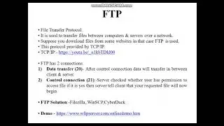 Remote login with the help of simple example & live demo on internet about FTP. IETF??