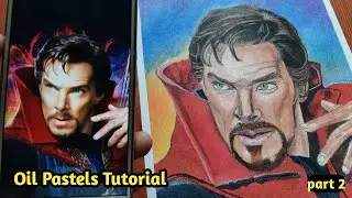 Dr. Strange Drawing with Oil Pastels, Shading Tutorial