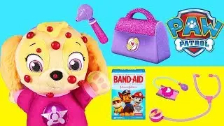 PAW PATROL Skye has Chickenpox at School and Visits Disney Jr Doc McStuffins, LOL Surprise Toys
