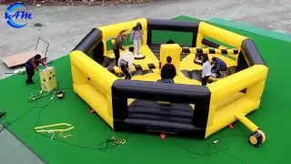 Yellow and Black Inflatable Wipeout Meltdown Mechanical Ride