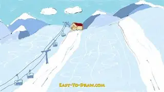 How to draw ski slopes | Snow Mountains Cartoon Scenery - Easy Step by Step Drawing Tutorials