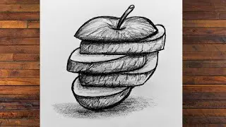 ِDrawing of a Sliced apple || Realistic Pencil Drawing of an Apple || Pencil Drawing