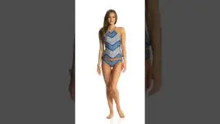 Lucky Brand Nomad Chevron High Neck Tankini Top | SwimOutlet.com