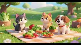 Котята и щенки: овощной пикник 🐱🐶🥕 | Детские стишки и песенки