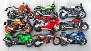 Various Diecast Model Motorcycles 1/12, KTM Duke, Kawasaki Models, Honda CBR, Yamaha R1, Suzuki GSX