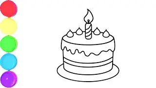 Set Birthday Cakes  How to Draw a Birthday Cake